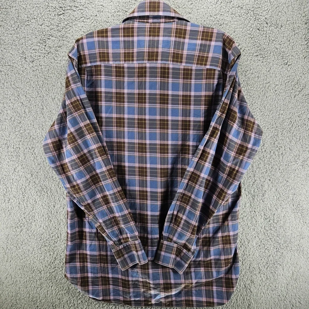 Robert Talbott Classic Long Sleeve Button‎ Shirt Men's Size M Blue Check Plaid